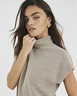 Gold High Neck Lurex T-shirt