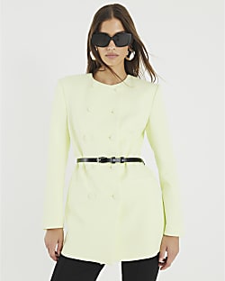 Green Structured Belted Blazer