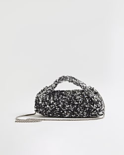 Silver Sequin Clutch Bag