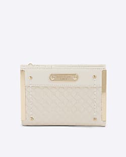 Cream RI Monogram Foldout Purse