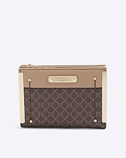 Brown RI Monogram Foldout Purse