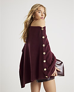 Red Triangle Button Trim Cape