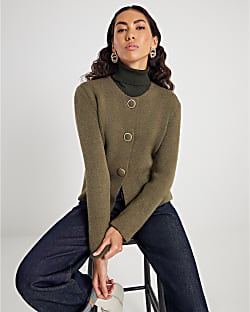 Green Button Detail Cardigan