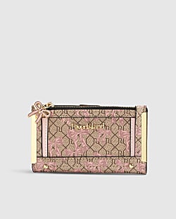 Beige Bow monogram Print Mini Purse
