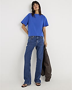 Blue Short Sleeve Boxy T-shirt