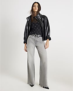 Black Mesh Long Sleeve Studded Top