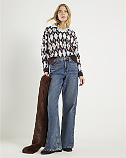 Blue Argyle Knit Jumper