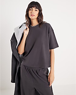 Grey Short Sleeve Boxy T-shirt