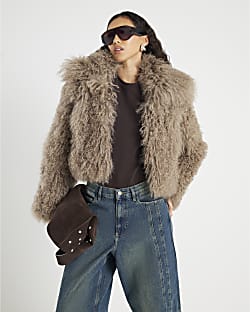 Brown Real Shearling Short Jacket