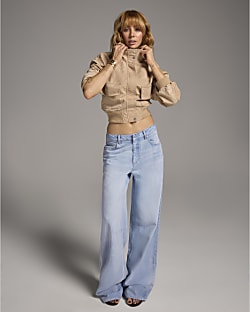 Blue Baggy Wide Leg Jeans
