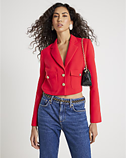 Red Cropped Blazer