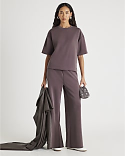 Brown Premium Wide leg joggers