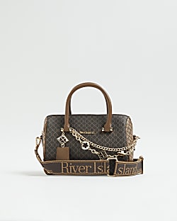 Brown Monogram chain detail Bowler bag
