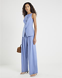 Blue Wide Leg Trousers
