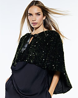 Green Sequin Bow Cape