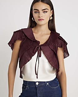 Red Short Sleeve Ruffle Bolero