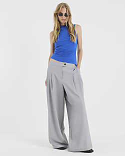 Blue Sleeveless Asymmetric Top