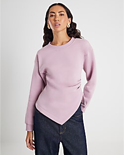Pink Long Sleeve Draped Sweatshirt
