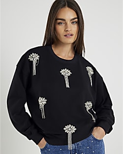 Black Embellished Sweatshirt