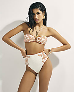 Orange Cornelli Print Bikini Briefs