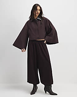 Red Batwing Sleeve Barn Jacket