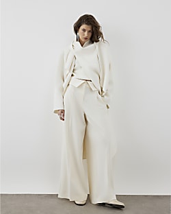 RI Studio Cream Foldover Waist Wide Trouser