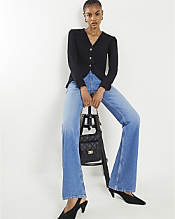 Black Curved Hem Cardigan