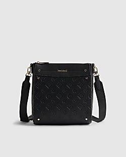 Black Monogram Embossed Messenger Bag