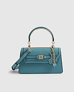 Blue Metal Handle Tote Bag