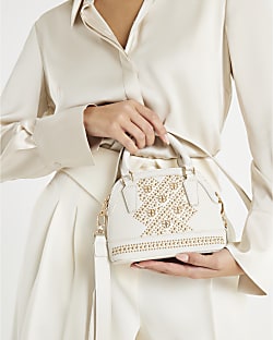 White Studded Detail Cross Body Bag