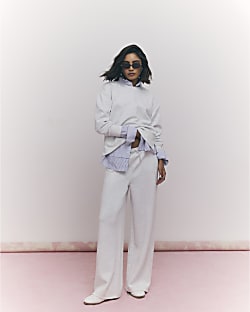 Grey Premium Wide Leg Joggers