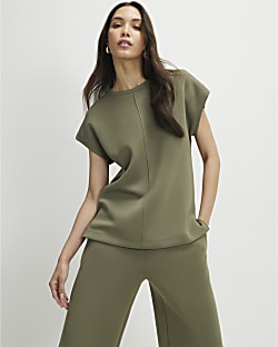 Khaki Premium Twill Short Sleeve Top