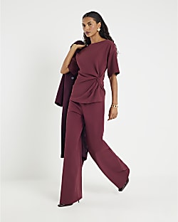 Red Wide Leg Trousers