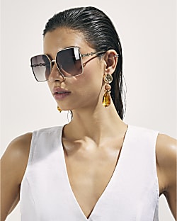Gold Square Oversized Sunglasses