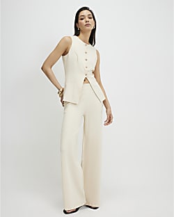 Cream Scallop Ponte Waistcoat