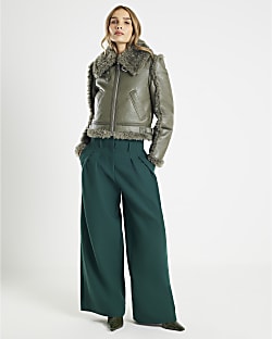 Green Ultra High Waist Wide Leg Trousers