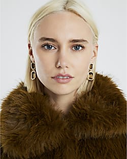 Green Rectangle Gemstone Drop Earrings