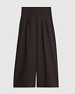 Petite Brown High Waist Wide Leg Trousers