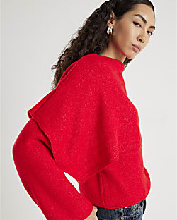 Red Knitted 2 In 1 Jumper