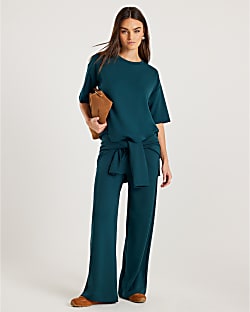 Green Premium Wide Leg Joggers