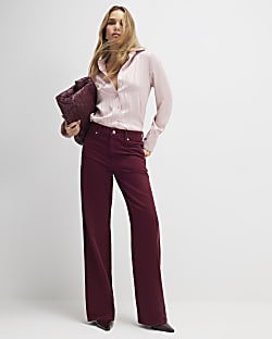 Red Relaxed Straight Jeans