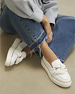 White Ring Twist Slip On Trainers