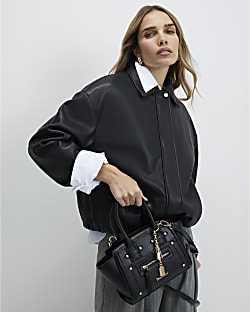 Black Mini Winged Panelled Zip Tote Bag
