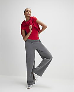 Red Fitted Ribbed T-shirt