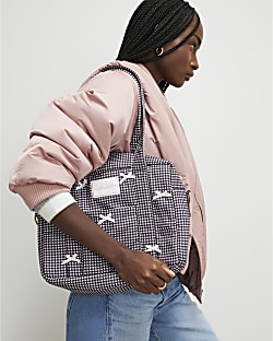 Black Gingham Bow Holdall Bag