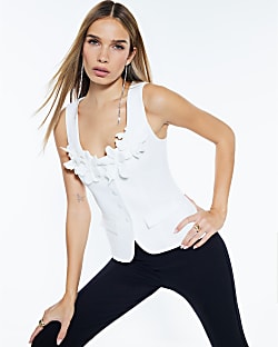 Cream Floral Applique Waistcoat