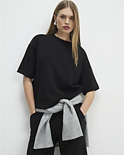 Black Premium Short Sleeve Boxy T-Shirt