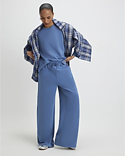 Blue Premium Wide Leg Joggers