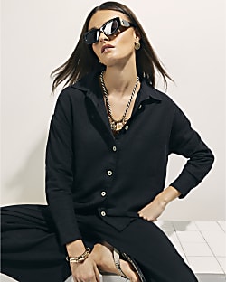 Black Linen Blend Shirt