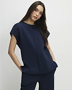 Navy Premium Twill Short Sleeve Top